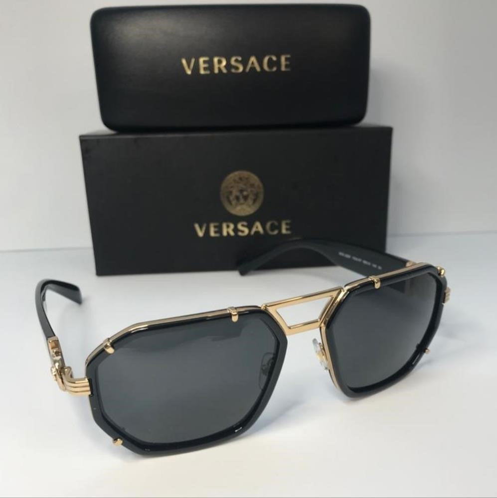 💯 Original VERSACE VE2228 100287 Dark Gray Irregular Men's Sunglasses