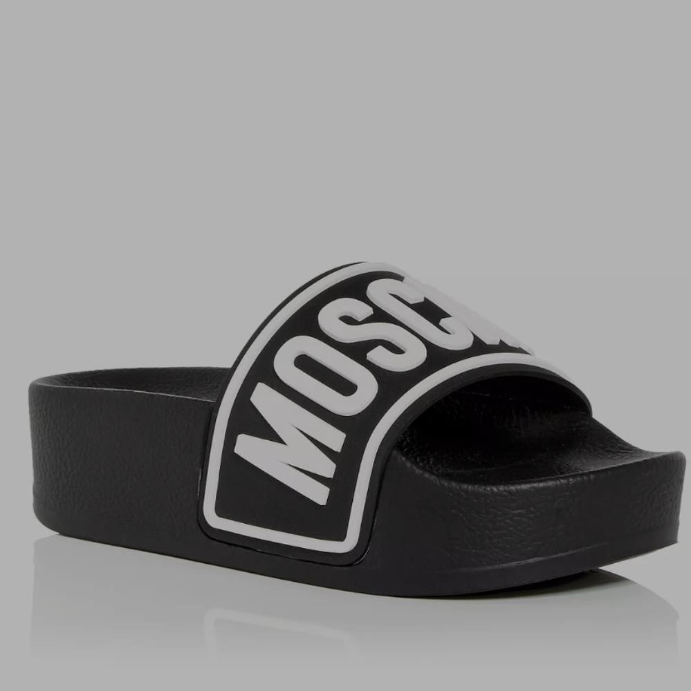 New  Moschino Logo Platform SlideSandals Black Woman’s