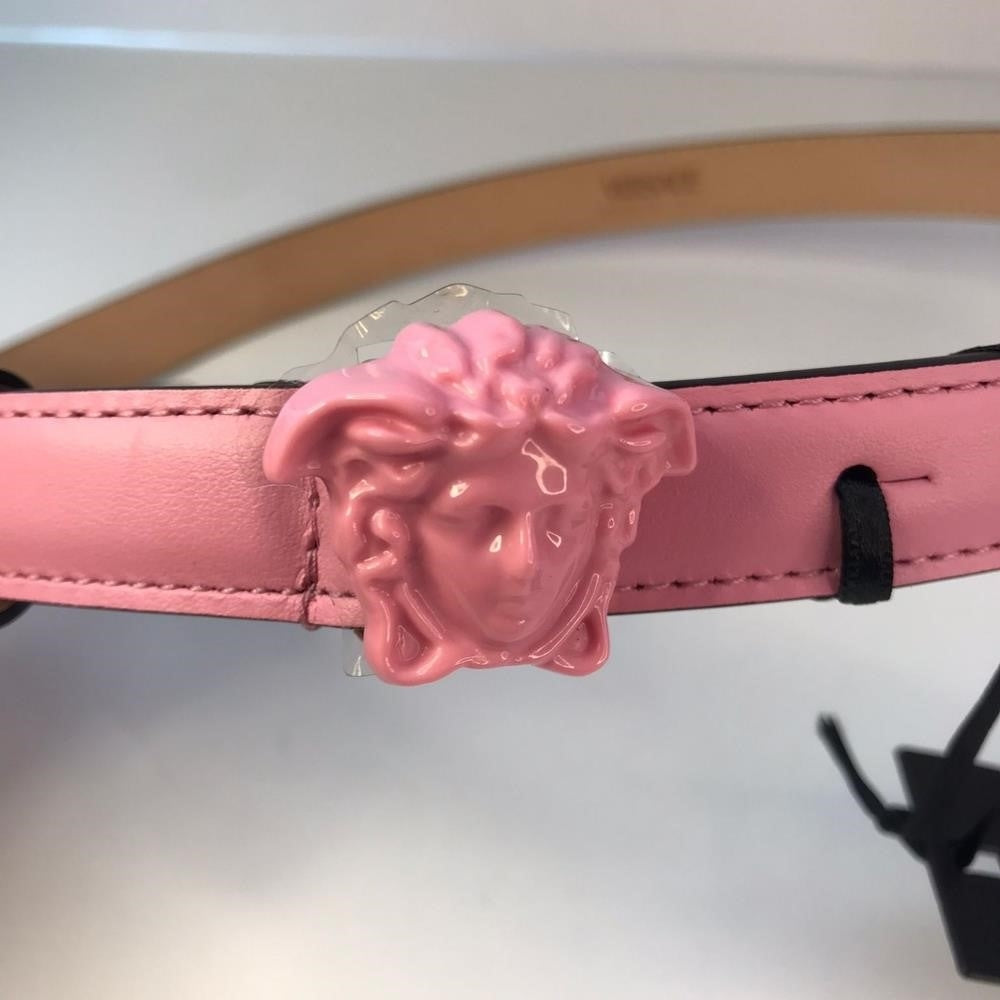 - New 💯 Original VERSACE MEDUSA LEATHER SKINNY BELT IN PINK