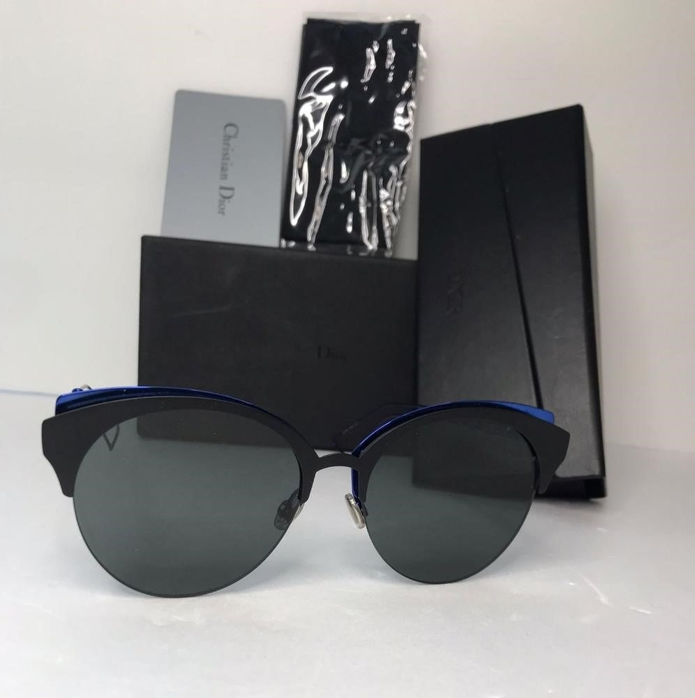 New - 💯 Original CHRISTIAN DIORMetal DioramaClub Sunglasses Black Blue