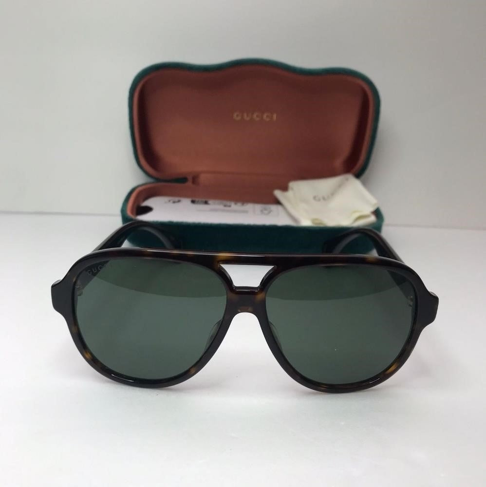 💯 Original Gucci GG0463S Men's Aviator Sunglasses, Brown/Green