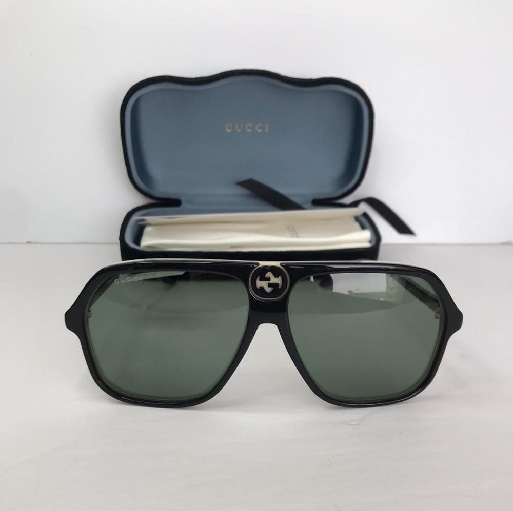 Gucci Gg0734s 004 Square Aviator Negro Acetato Original