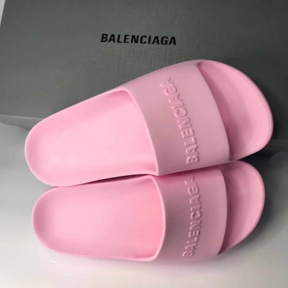 New Original Balenciaga pink Logo Platform Slide Sandal