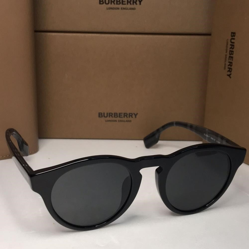 💯 Original  BURBERRY BE4359 REID Black  Round  sunglasses