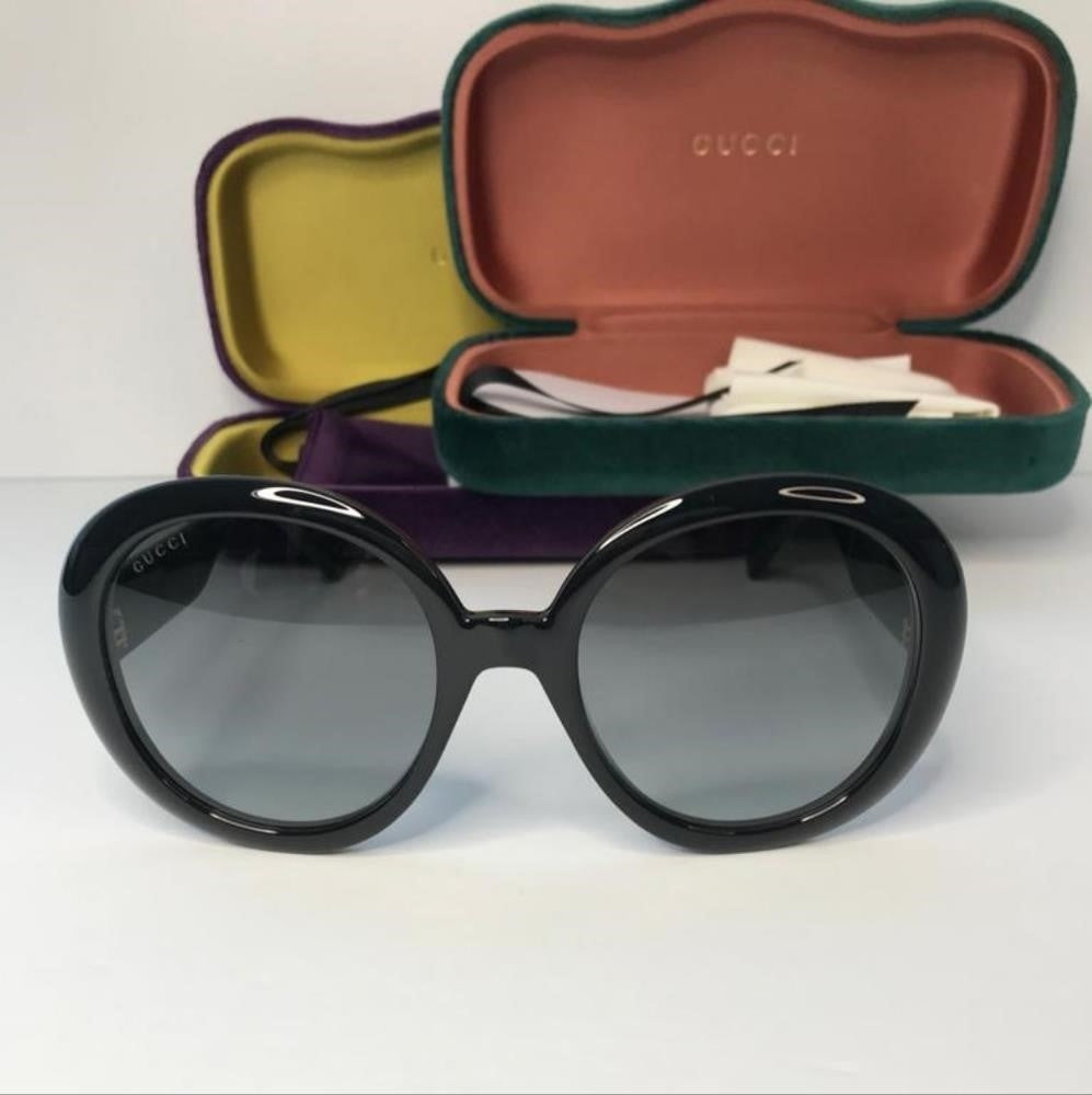 💯 Original Gucci Web Sunglasses GG0712S 001 Black-Green-Red/Grey Gradient Lens