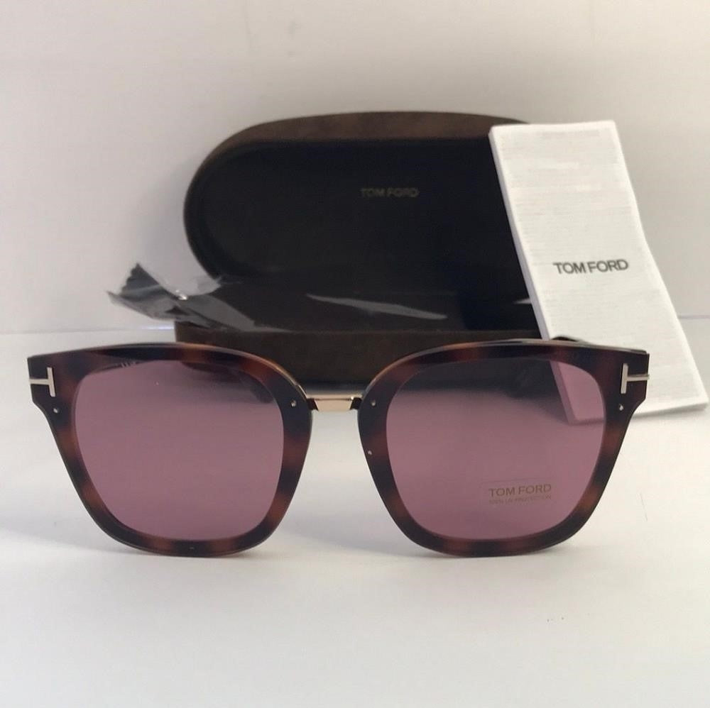 New 💯 Original Tom Ford® FT1014 Philippa-02 52Y - Shiny Dark Havana  Logo