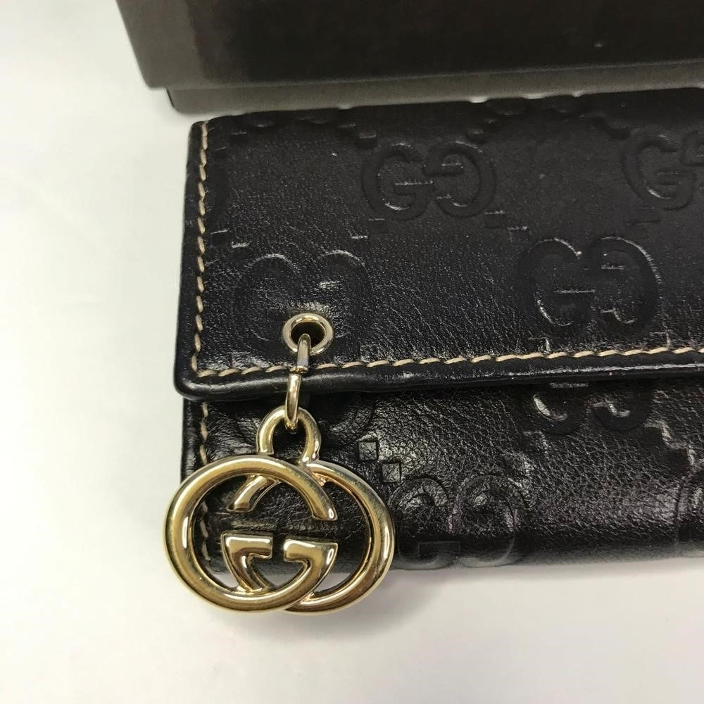 💯 Original GUCCIImprime Monogram GG Pierce 6 Key Case Black