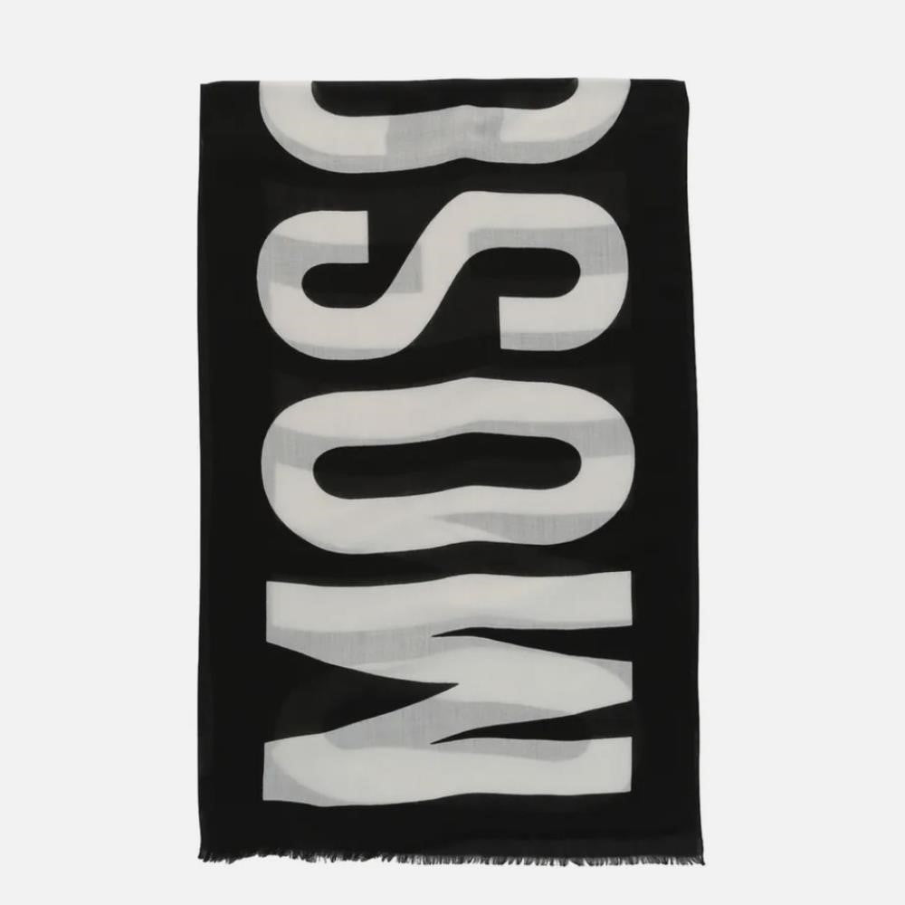 NWT Moschino Unisex-Adult Logo Print Wool  Scarf