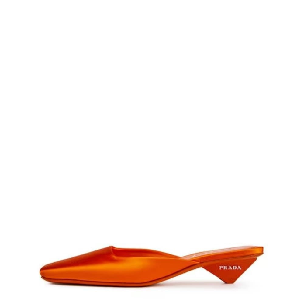 New 💯 Original PRADA Women's Satin Mules Orange Sandals