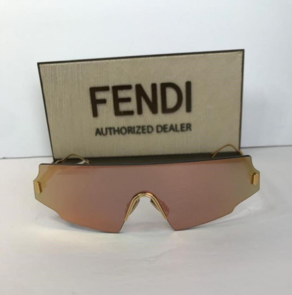 💯 - Original New  FF 0440 FENDI Rectangle-frame gold-tone mirrored sunglasses