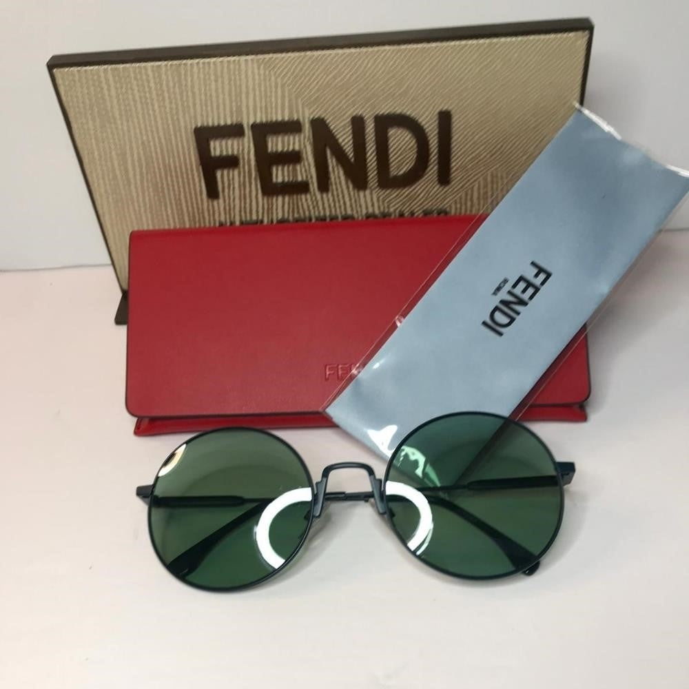 Original New Fendi Waves Green Round Ladies Sunglasses FF 0248/S 01ED/XR 53.