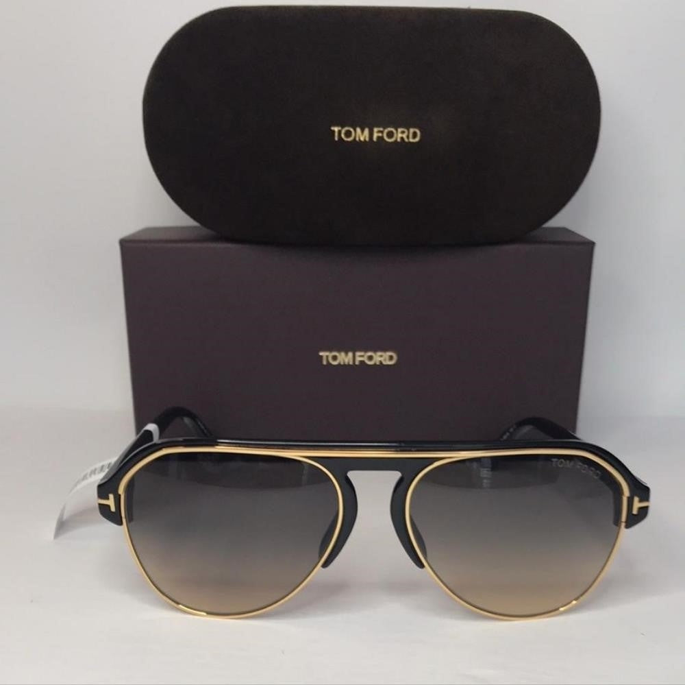 Tom Ford MARSHALL FT 0929 Shiny Black/Grey Brown Shaded 58/16/145 unisex Sunglas