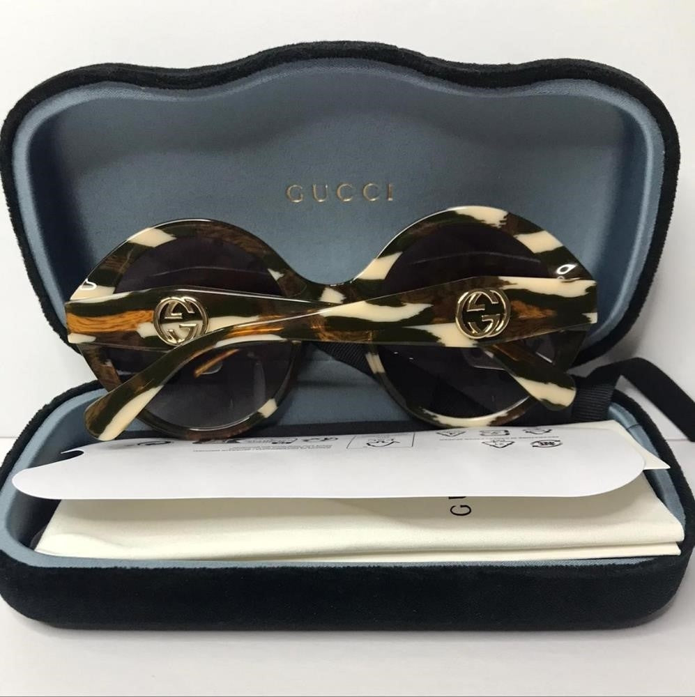 New - 💯 Authentic Gucci Round/Oval Sunglass GG0797S 004 Havana Red Luxury Eyew