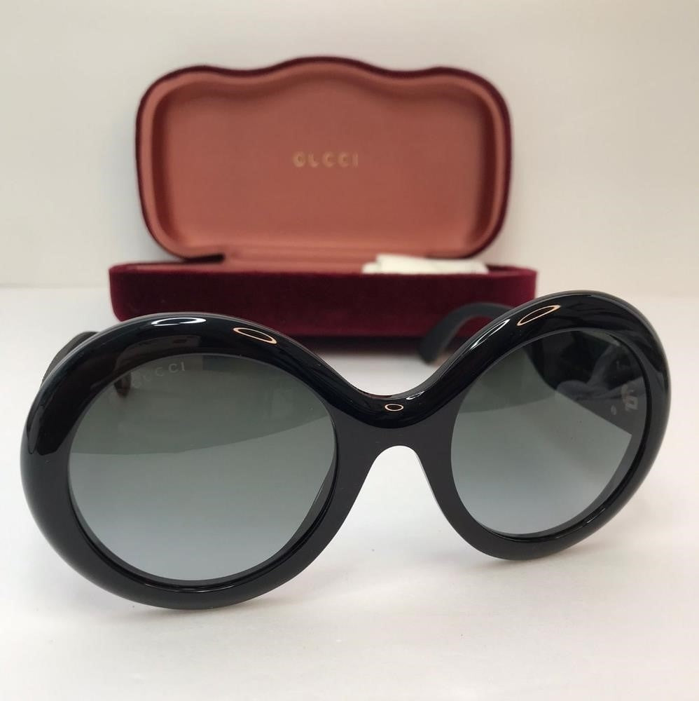 💯 Original  Gucci GG0101S 001 Grey Gradient Round Sunglasses.