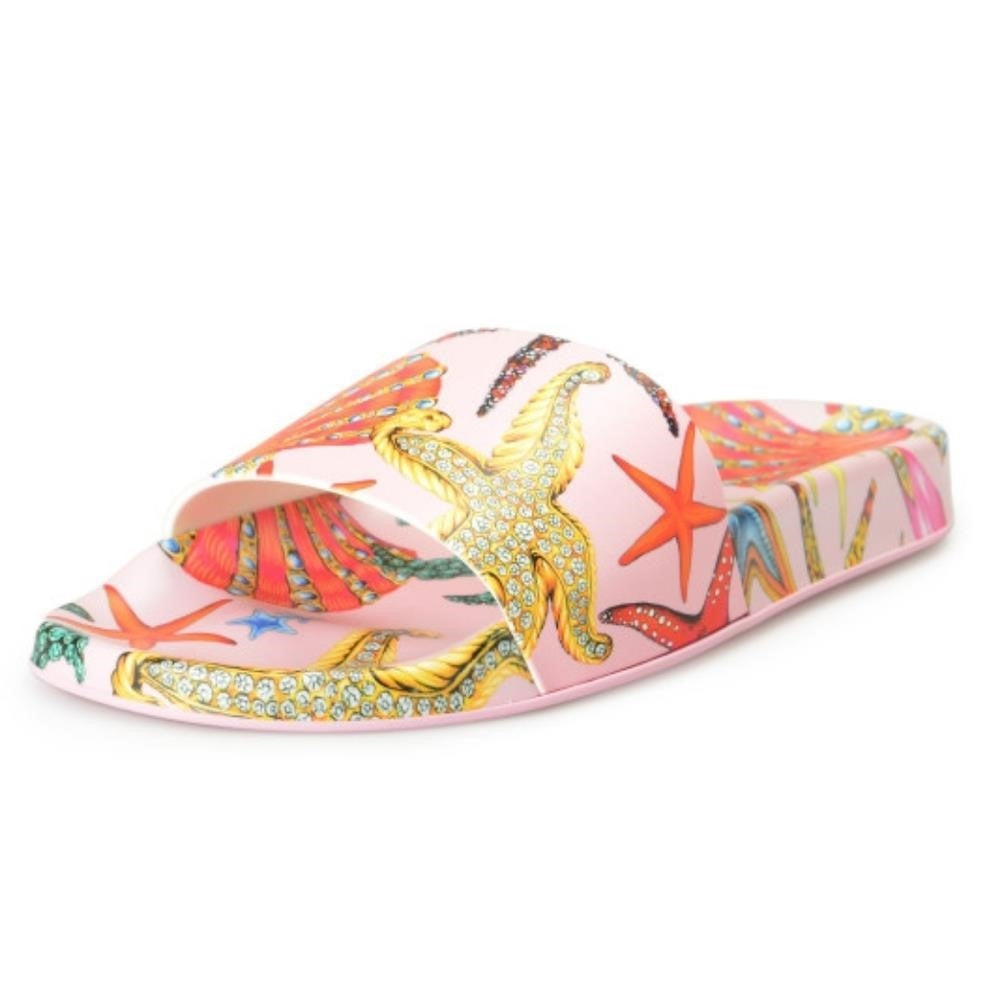 New 100% Versace Women's  ST Tresor De La Mer  Print Pool Slide Flip Flops Shoes