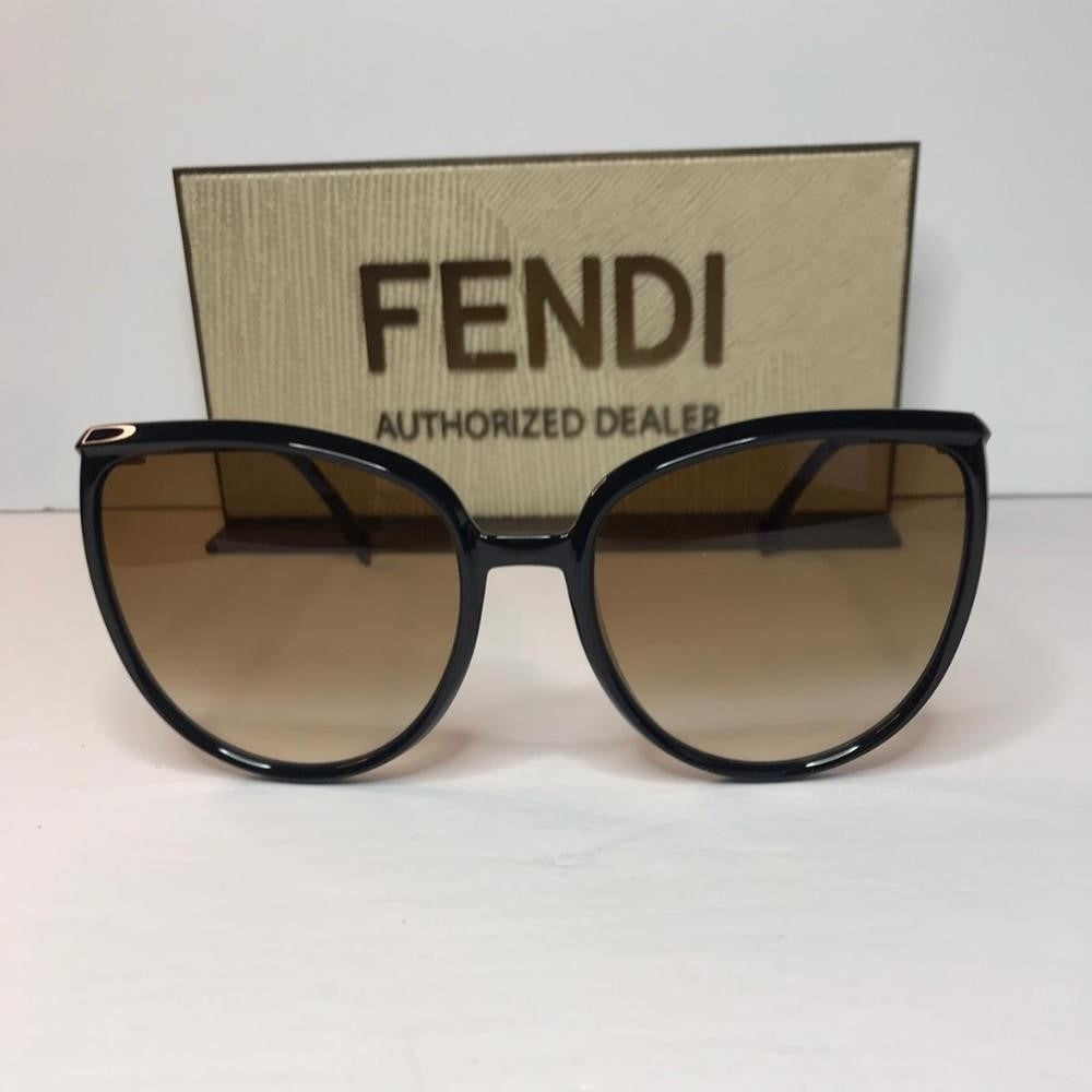 Original -New FENDIAccetate Cat Eye Sunglasses FF 0432/G/S Black Gold