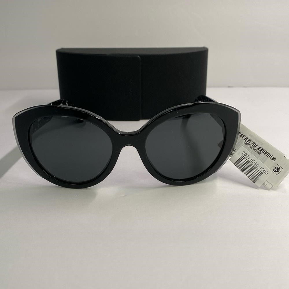 PRADA SPR 01Y 09V-5S0 round sunglass black marble  top black transparent