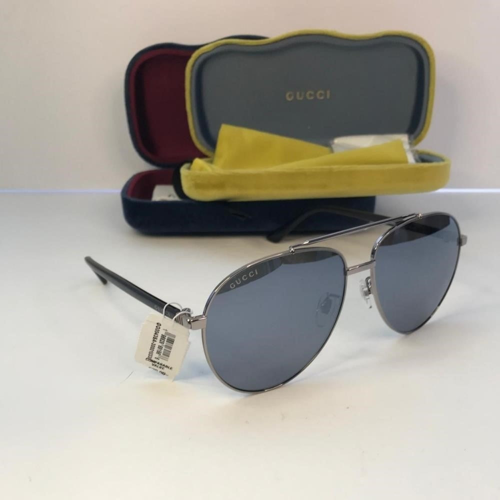 New 💯 Original Gucci Blue Pilot Unisex Sunglasses GG0043SA 001 61.