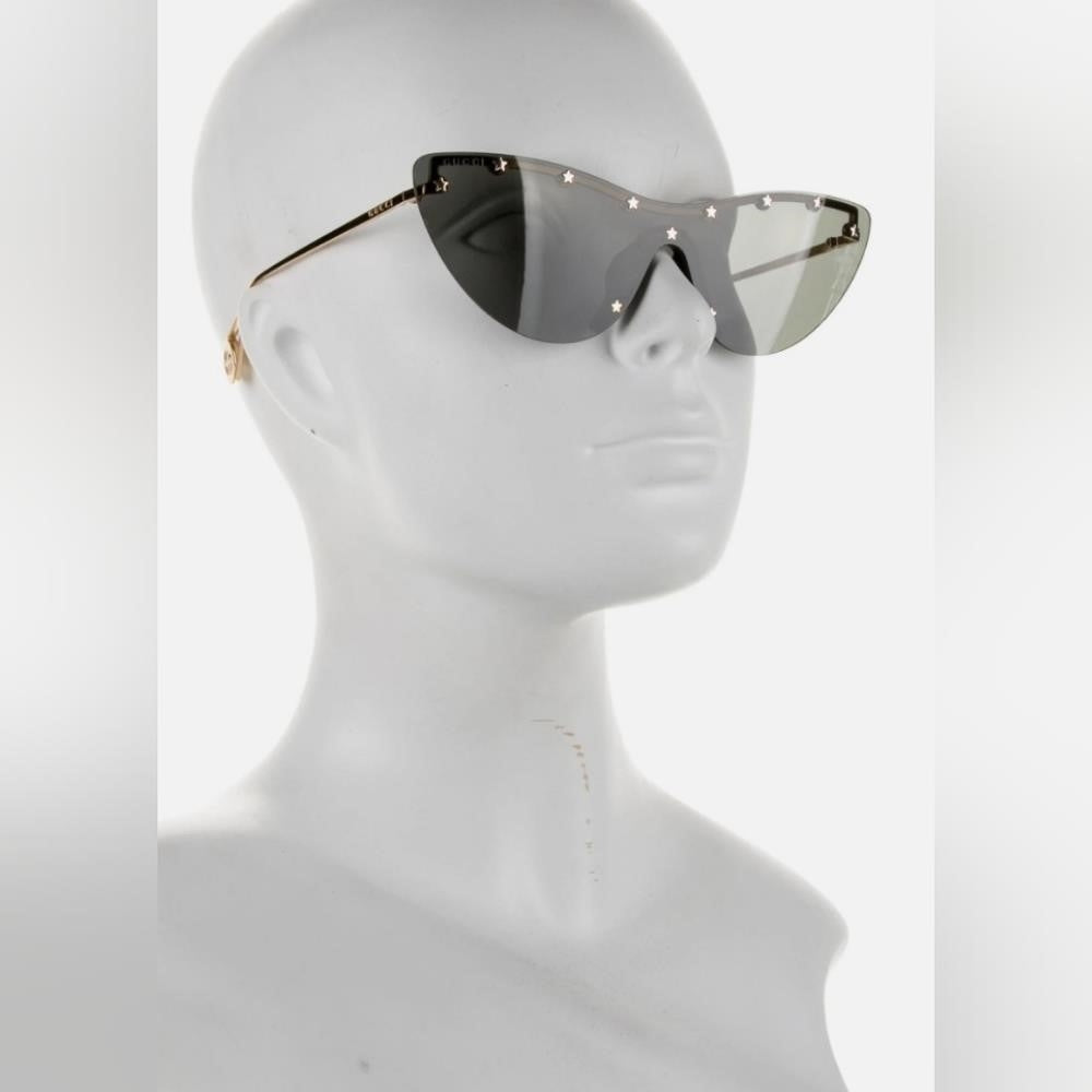 New  - 💯 Original GG0666S 001 99Gucci 99 mm Gold Sunglasses