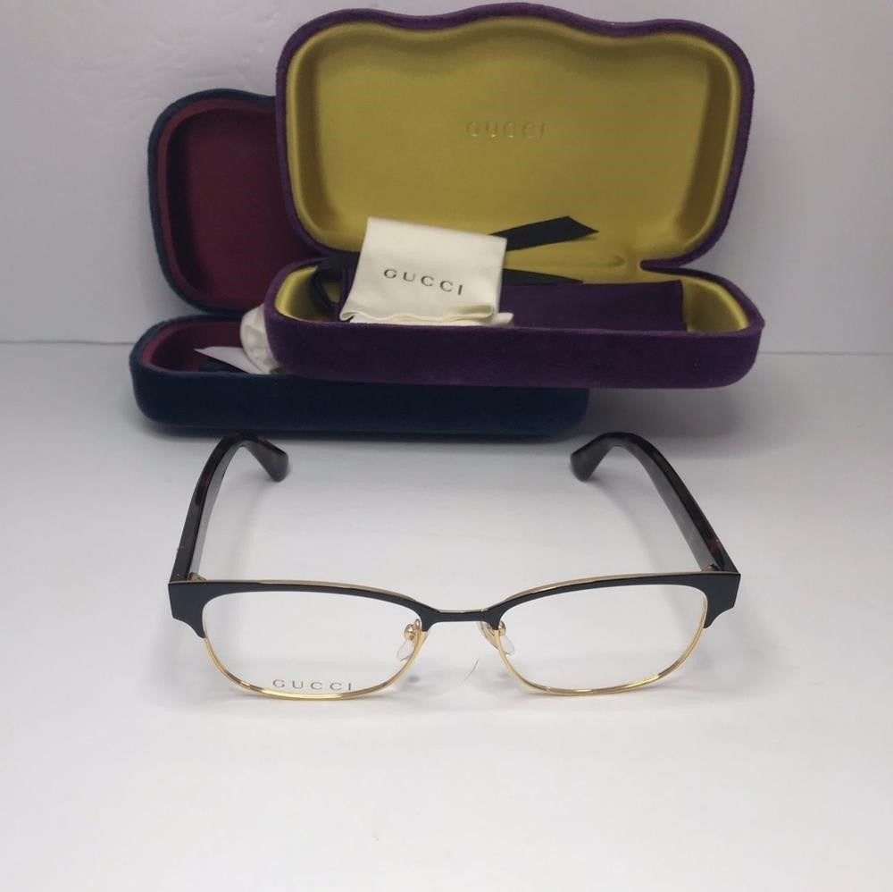 💯 orig Gucci GG0751O Women's Black Havana Frame Demo Lens Square Eyeglasses