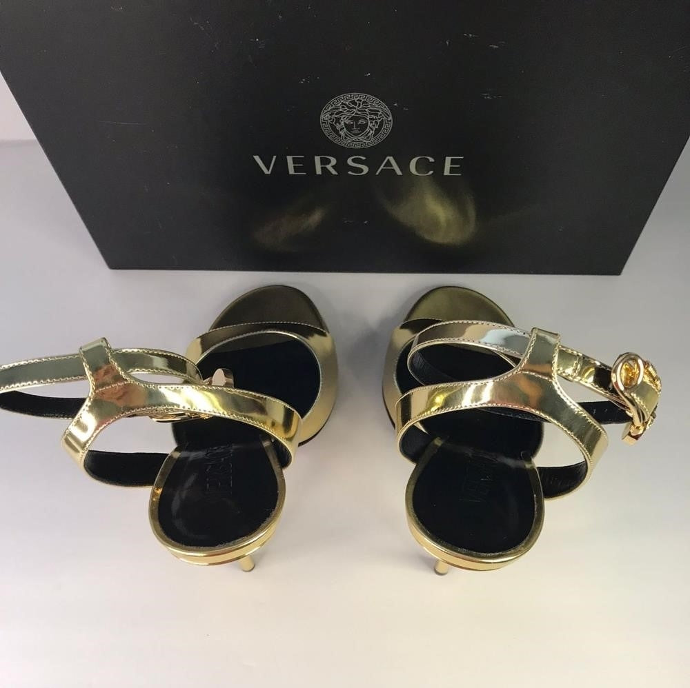 New Authentic VERSACE Safety Pin High-Heel Sandals