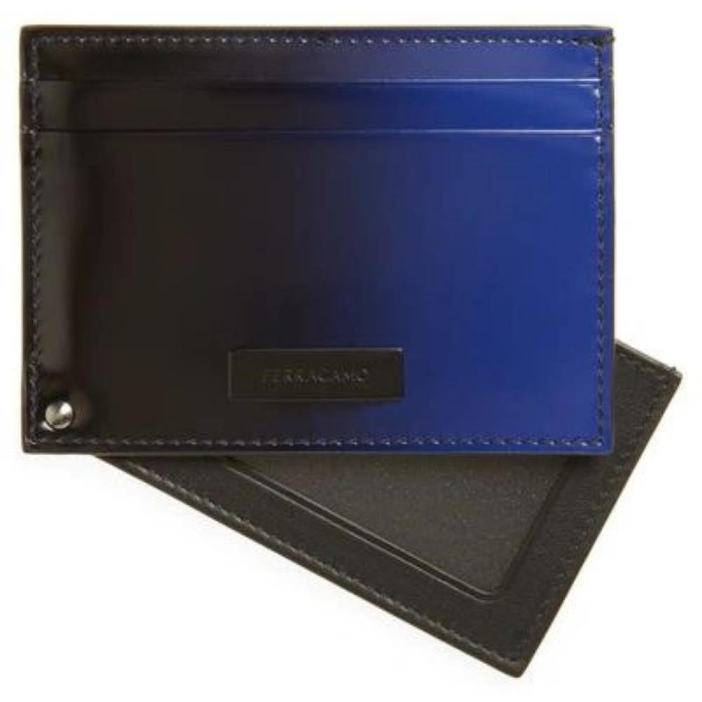 New Original Ferragamo’s Men's Maori Ombré Leather Bifold Wallet Card Case