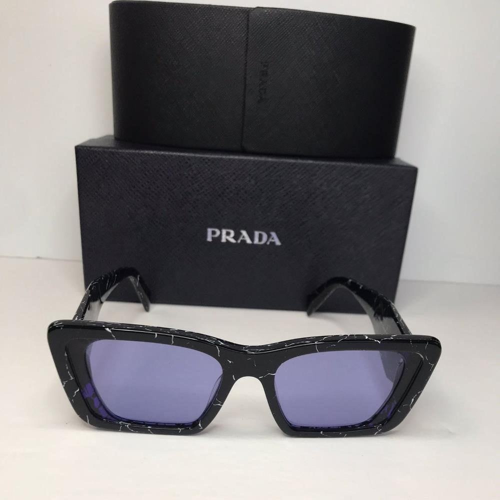 Prada PR-08YSF 03V01O Sunglasses Women's Black Dark Grey Butterfly Shape 51mm