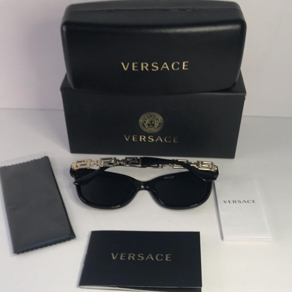 New Original Versace Dark Grey Cat Eye Ladies Sunglasses VE4394 GB1/87 54.