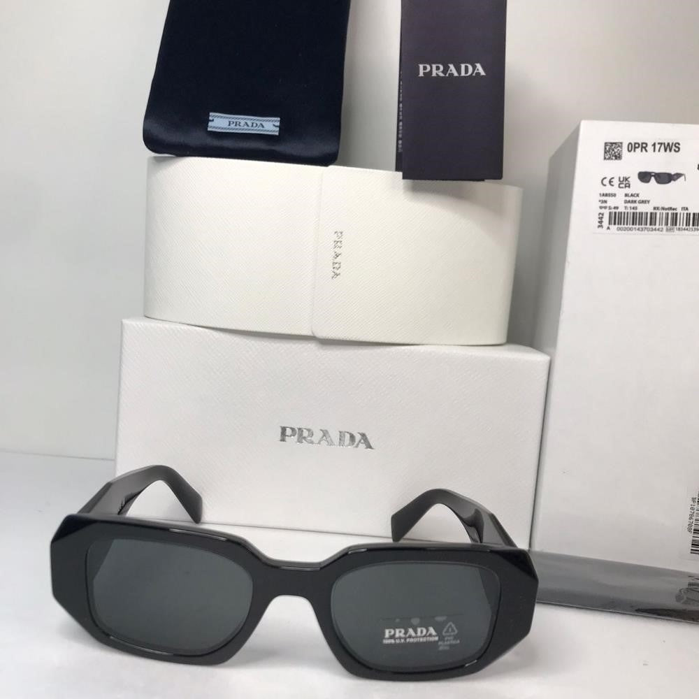 New - 💯 Original PRADA0PR 17WS  Season Runway  BLACK Sunglasses