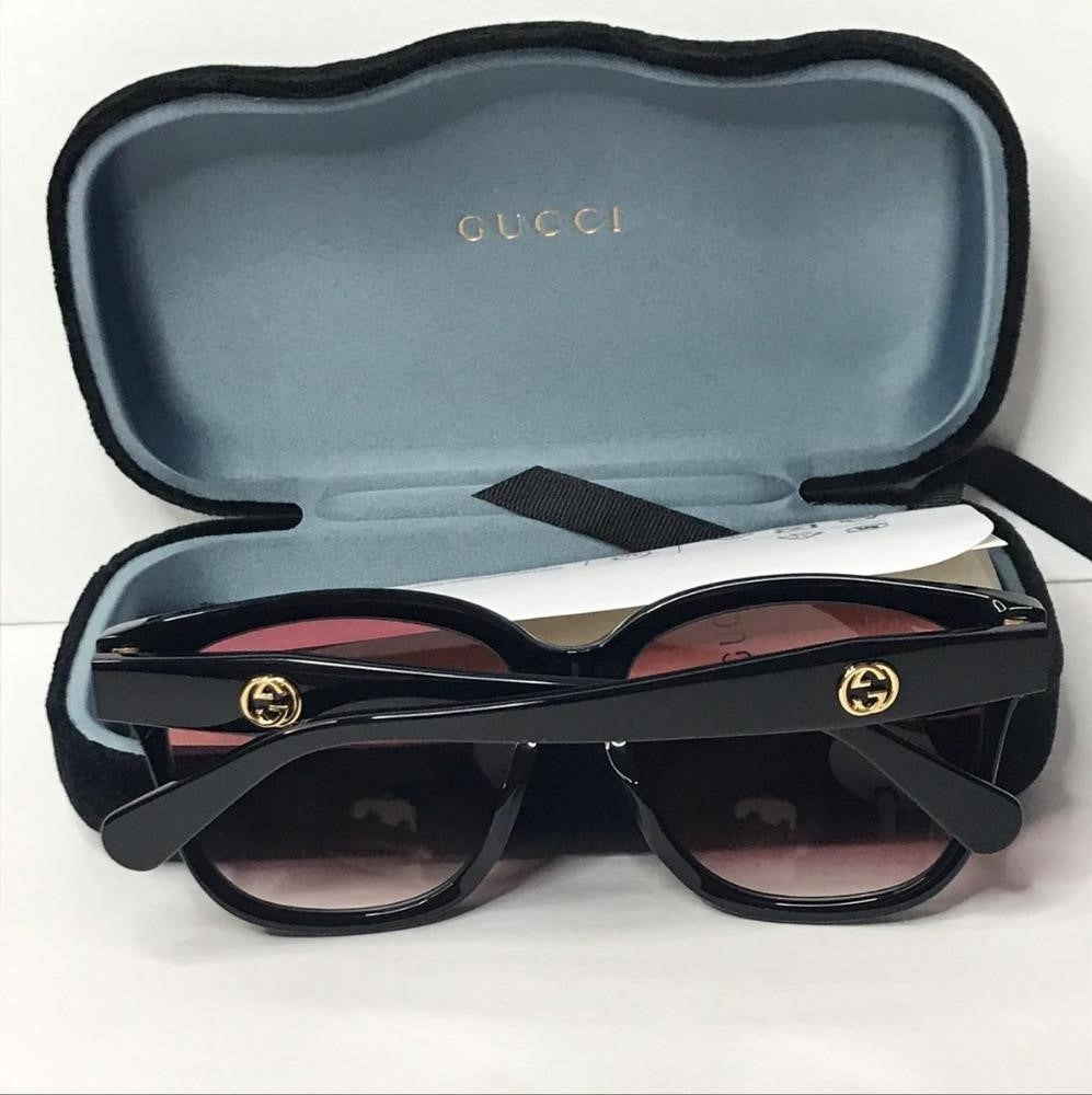 Gucci Sunglasses Women's GG0800SA 002 Black/Red Gradient Lenses 56mm