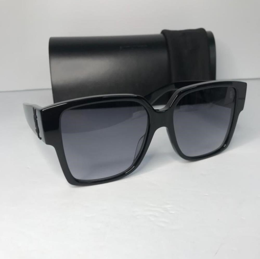 New Authentic SAINT LAURENTAcetate Flat Top Sunglasses SL M9 002 Black