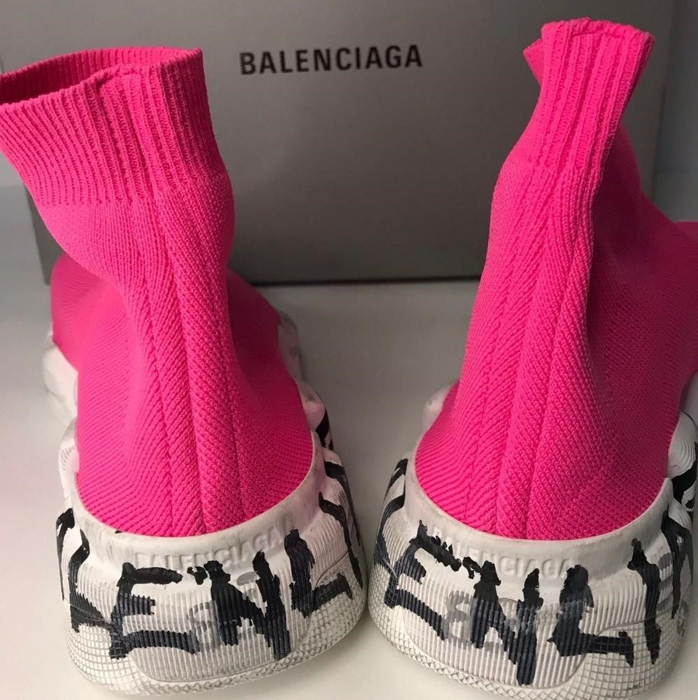 New Authentic Balenciaga Speed 2.0 Graffiti Recycled Knit Sock Sneaker