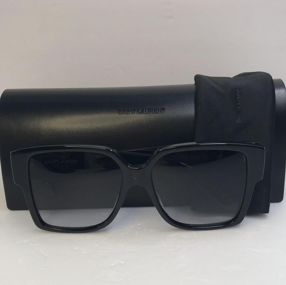 Saint Laurent Acetate Flat Top Sunglasses SL M9 002 Black