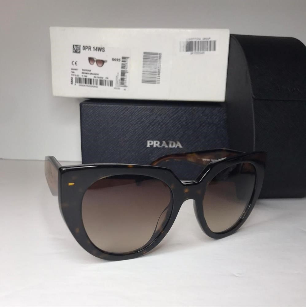 Authentic New PR14WS 2AU6S1 Prada Women's Oversized Rounded Cat Eye Sunglasses