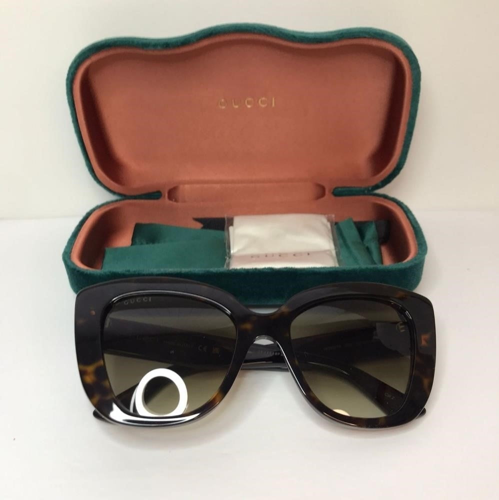 💯 Original Gucci Light Brown Butterfly Ladies Sunglasses GG0327S 002