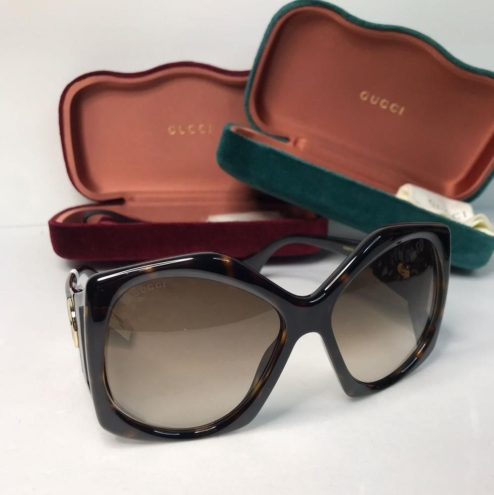 💯 original  New Gucci OVERSIZED   HAVANA BROWN Sunglasses, GG0875S-002-62