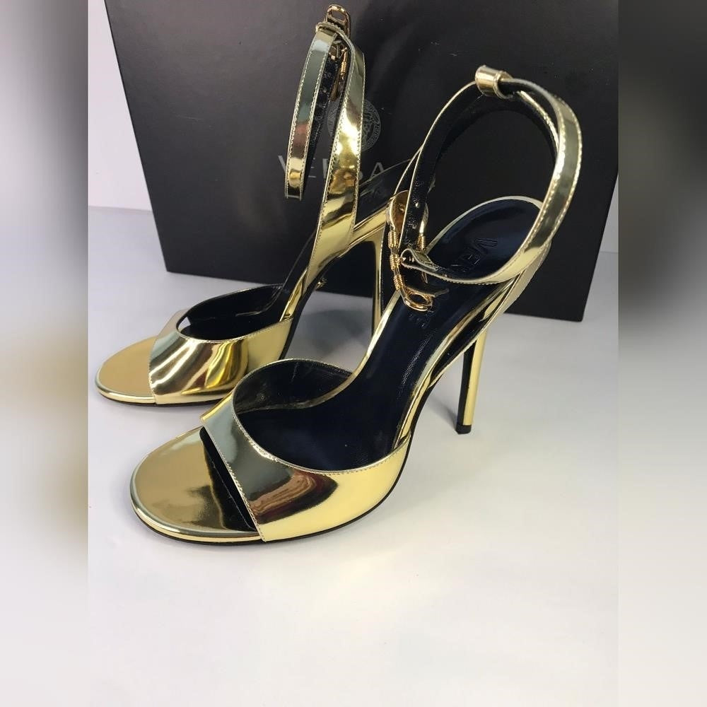 New Authentic VERSACE Safety Pin High-Heel Sandals