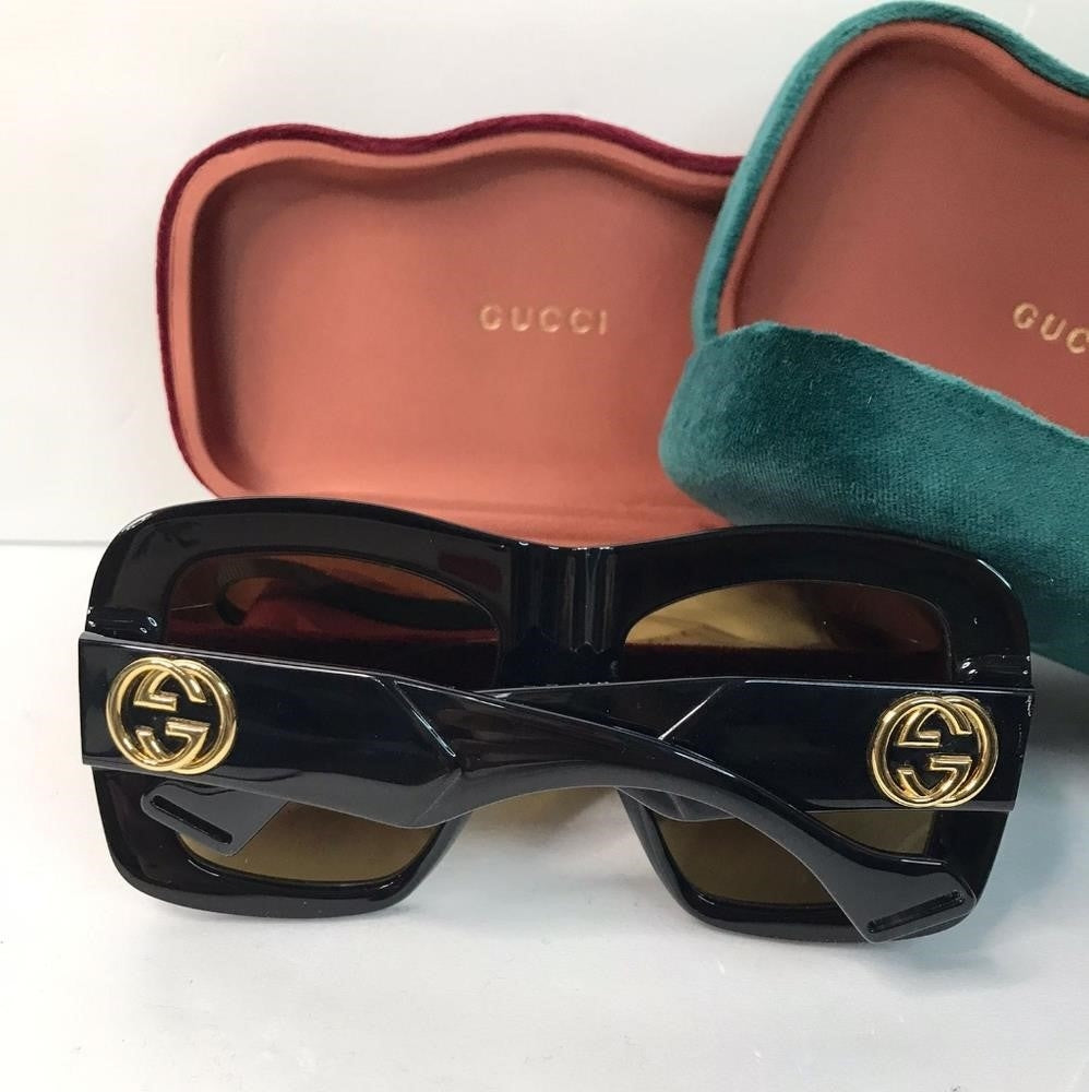 💯 Original  GUCCIAcetate Square Frame Sunglasses GG0498S Black