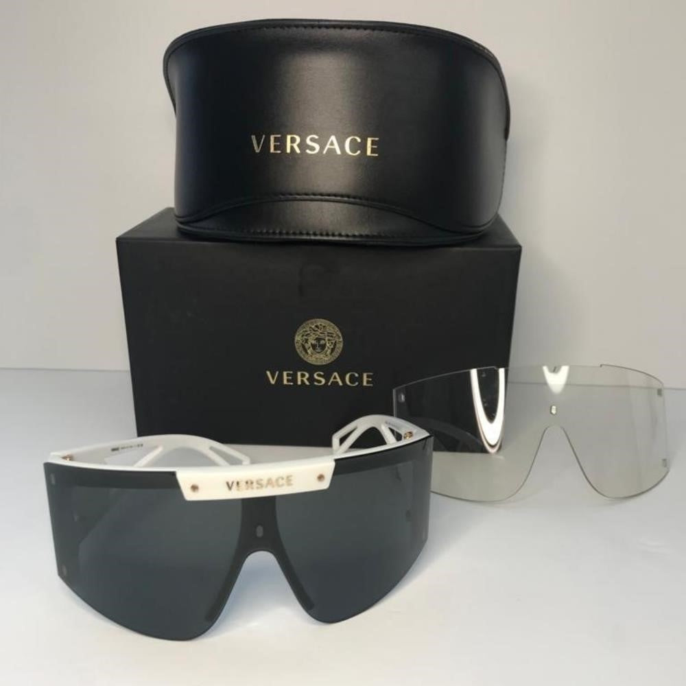 💯Versace 4393 401/1W Sunglasses White/Clear w/Extra 2pc Interchangeable Lenses