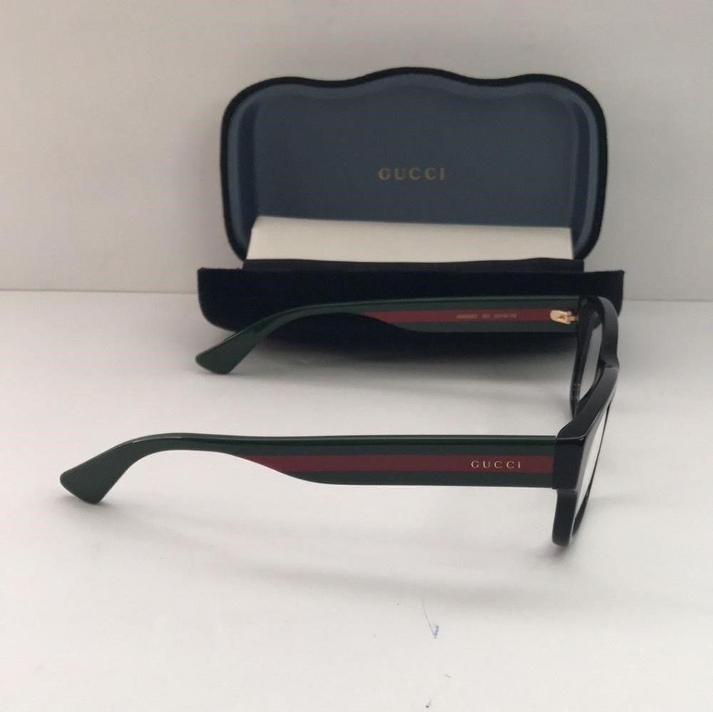 Gucci Eyeglasses Urban GG0343O GG/0343O 007 Black/Green/Red Optical Frame