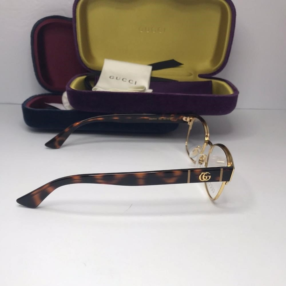 💯 orig Gucci GG0751O Women's Black Havana Frame Demo Lens Square Eyeglasses