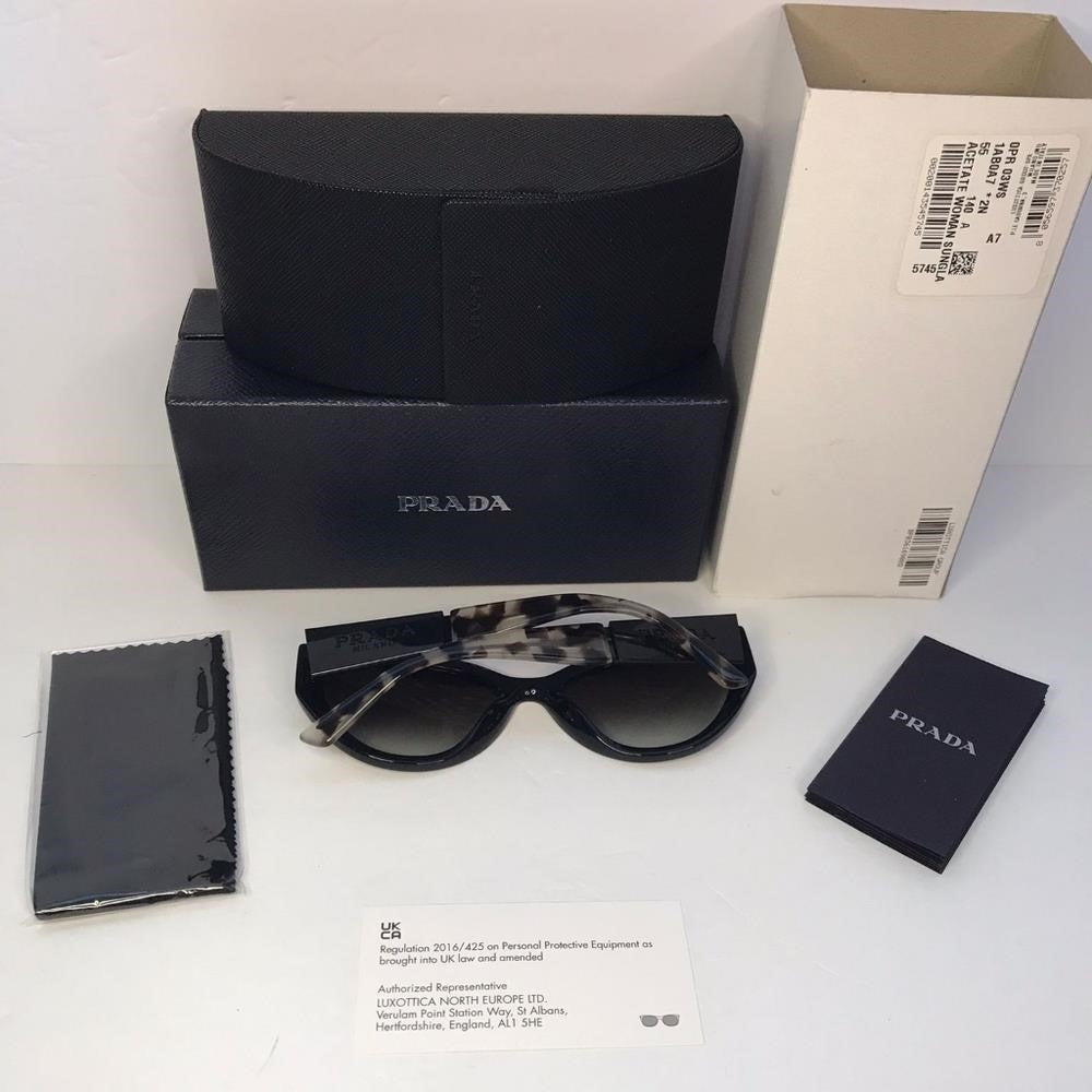 💯 Original Prada Grey Gradient Cat Eye Ladies Sunglasses PR 03WS 1AB0A7 55.