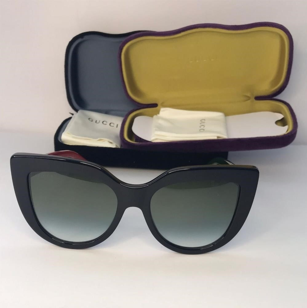 Gucci Sunglasses GG0164SN 003 Black with Red and Green Green Gradient