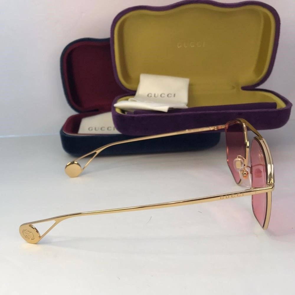 💯 Original Gucci Pink Acetate GG0437SA Geometric Sunglasses