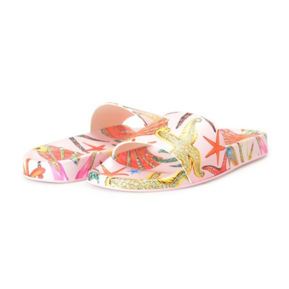 New 100% Versace Women's  ST Tresor De La Mer  Print Pool Slide Flip Flops Shoes