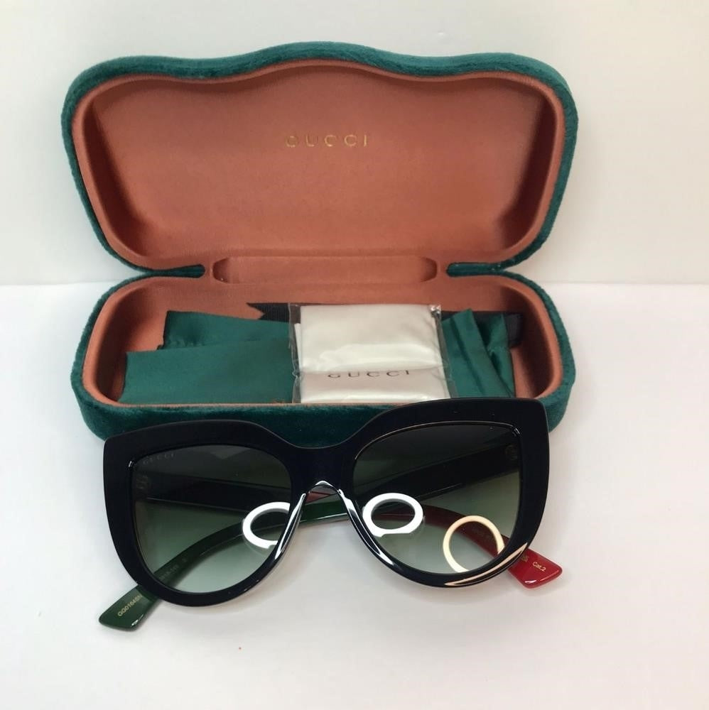 New - 💯 Original Gucci Sunglasses GG0164SN 003 Black with Red and Green Brown