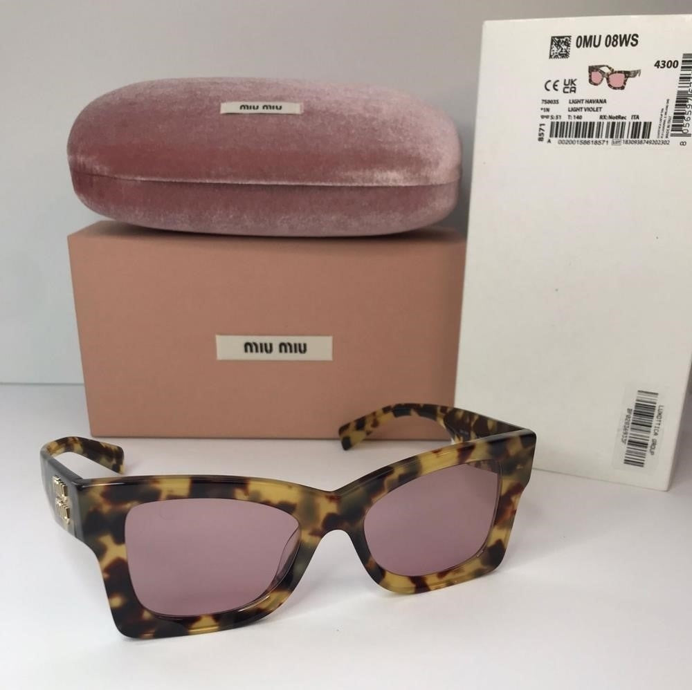 💯 Original MU 08WS MIU MIU Tortoiseshell square sunglasses