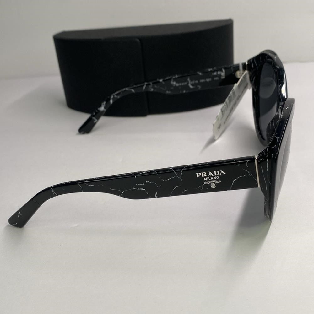 PRADA SPR 01Y 09V-5S0 round sunglass black marble  top black transparent