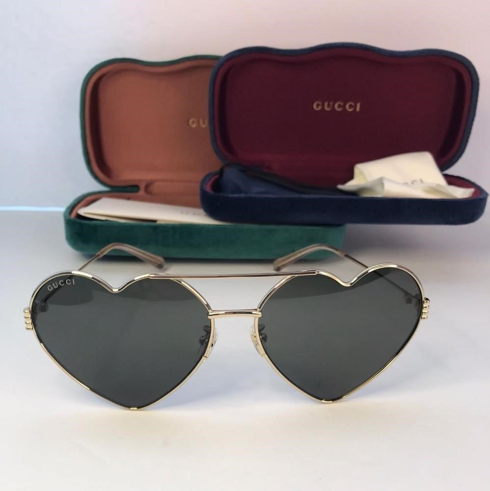 New Auth - Ship Same day Gucci Grey Irregular Ladies Sunglasses GG1283S 001 62.