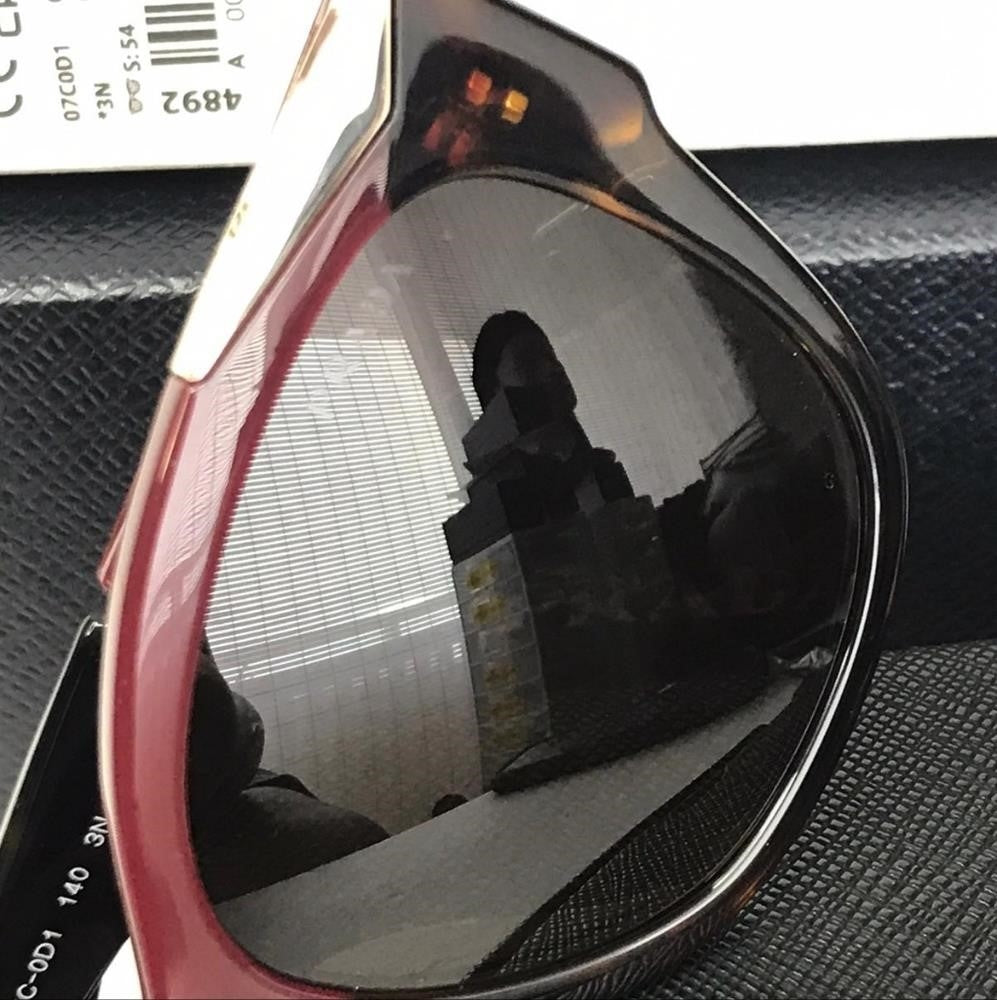 💯 - Authentic New Prada PR 02WS Women's Pillow Sunglasses, Cherry/Dark Havana